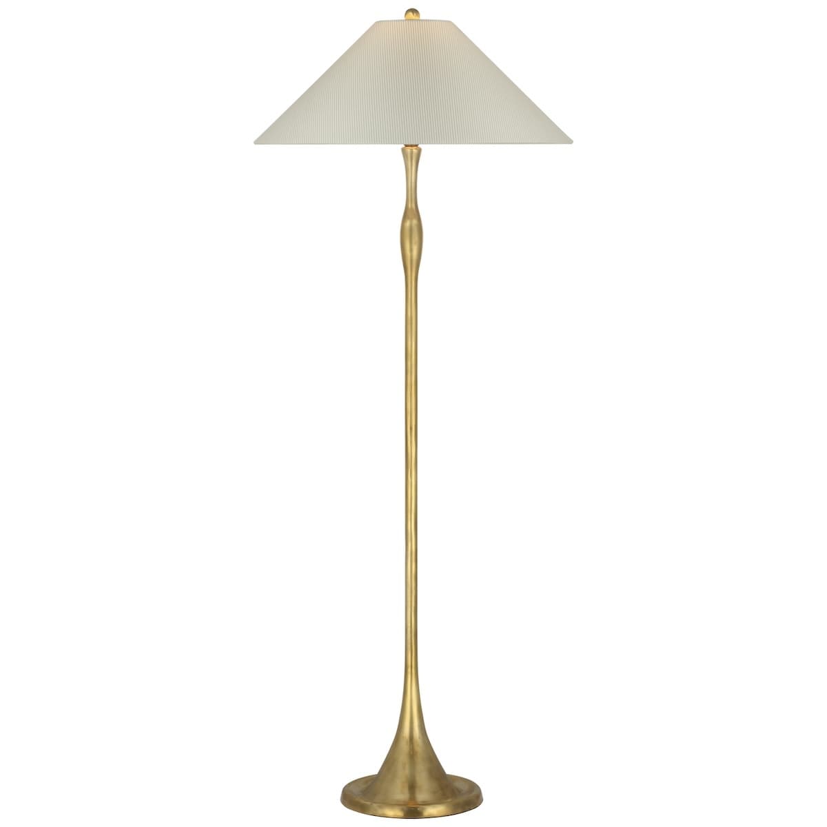 Romero Floor Lamp, Antique Brass - CHAREE SILK STRIPE, LIGHT BLUE