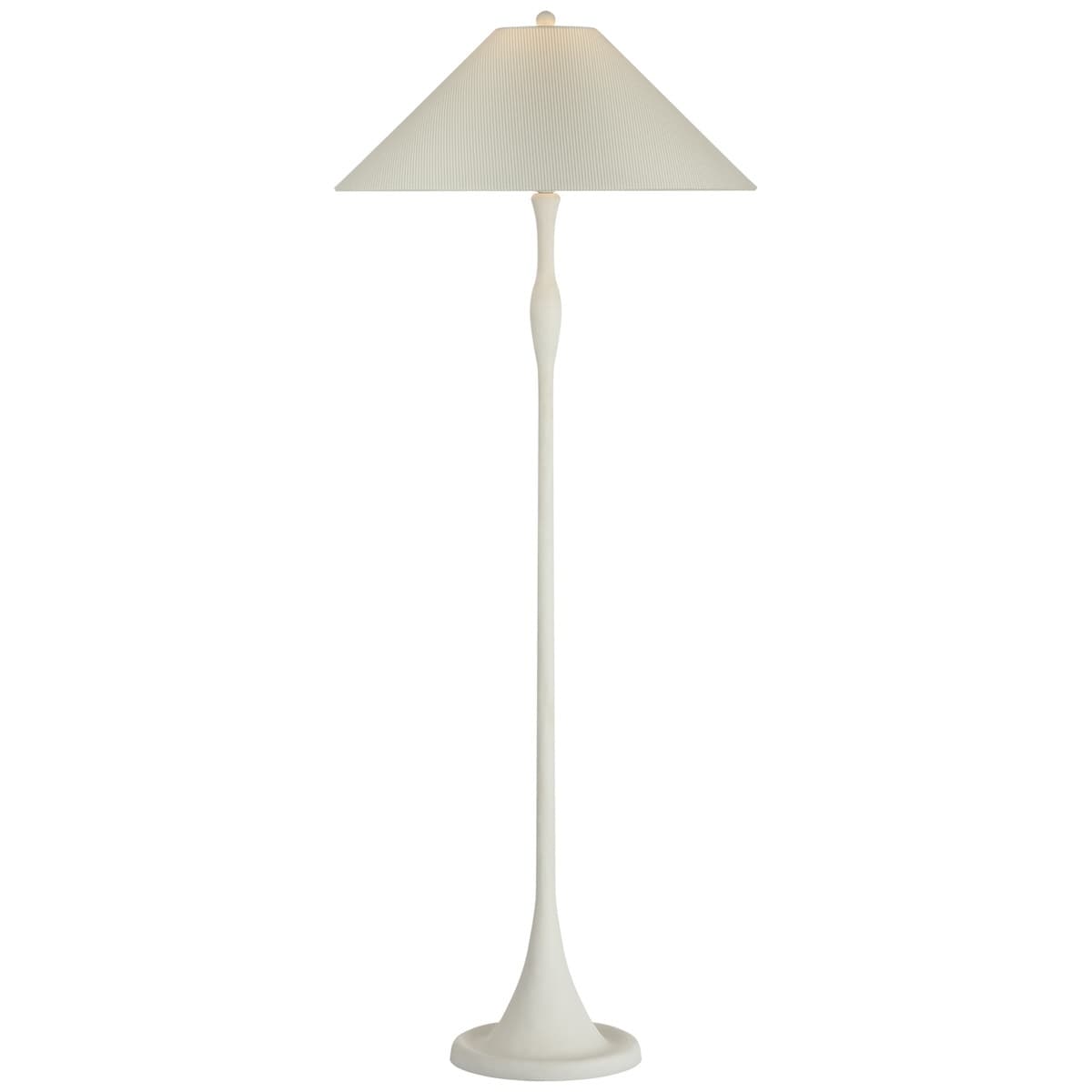 Romero Floor Lamp, Plaster White - CHAREE SILK STRIPE, LIGHT BLUE