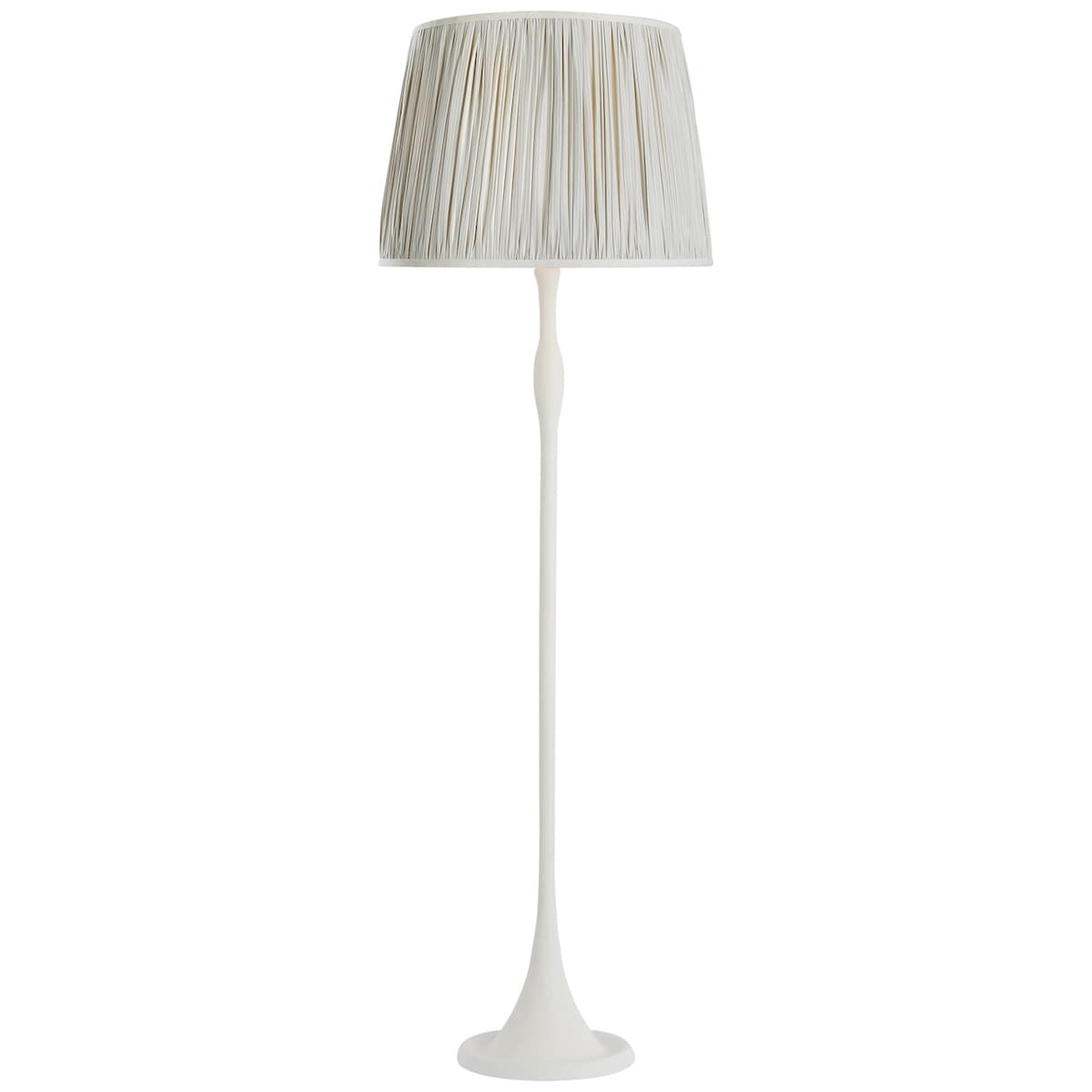 Romero Floor Lamp, Plaster White - CHAREE SILK STRIPE, LIGHT BLUE