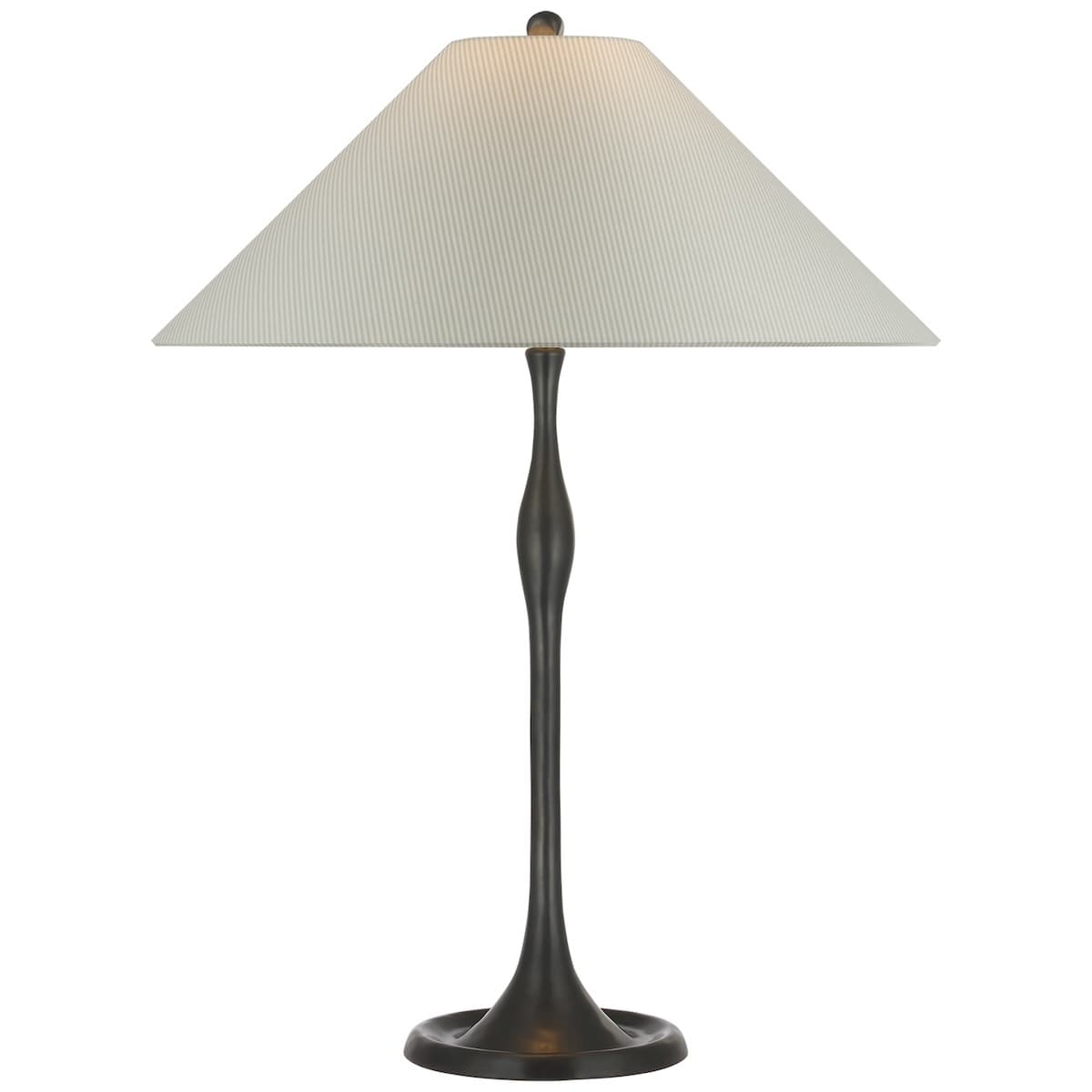 Romero Table Lamp, Bronze - CHAREE SILK STRIPE, LIGHT BLUE