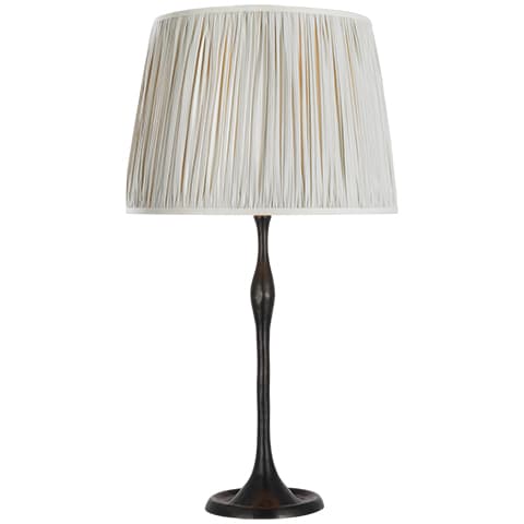 Romero Table Lamp, Bronze - CHAREE SILK STRIPE, LIGHT BLUE