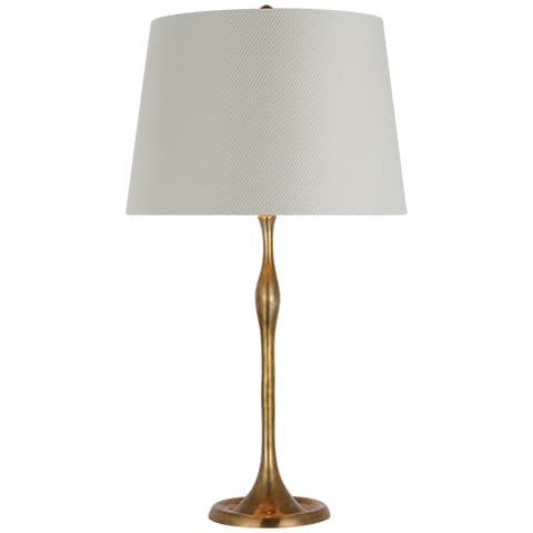 Romero Table Lamp, Antique Brass - CHAREE SILK STRIPE, LIGHT BLUE