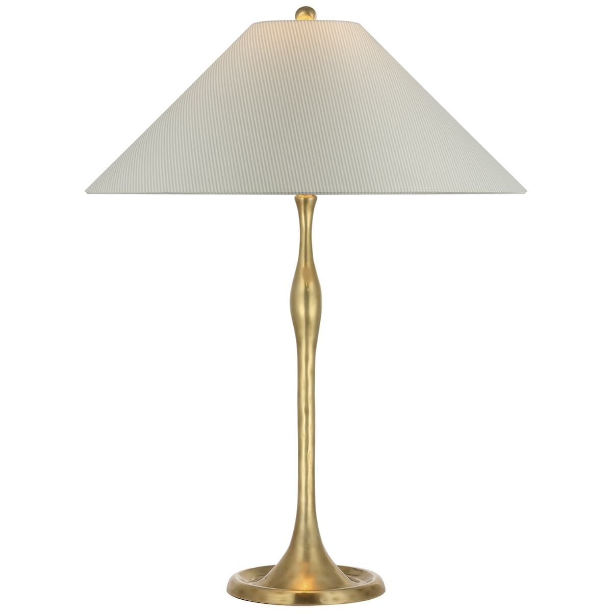 Romero Table Lamp, Antique Brass - CHAREE SILK STRIPE, LIGHT BLUE