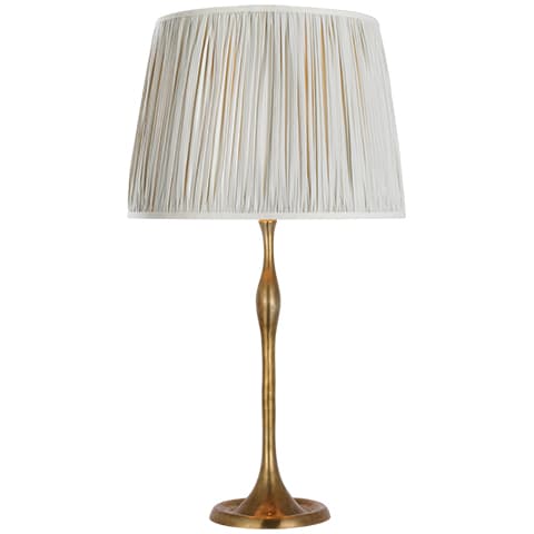 Romero Table Lamp, Antique Brass - CHAREE SILK STRIPE, LIGHT BLUE