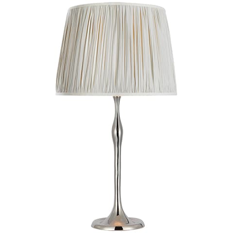 Romero Table Lamp, Polished Nickel - CHAREE SILK STRIPE, LIGHT BLUE