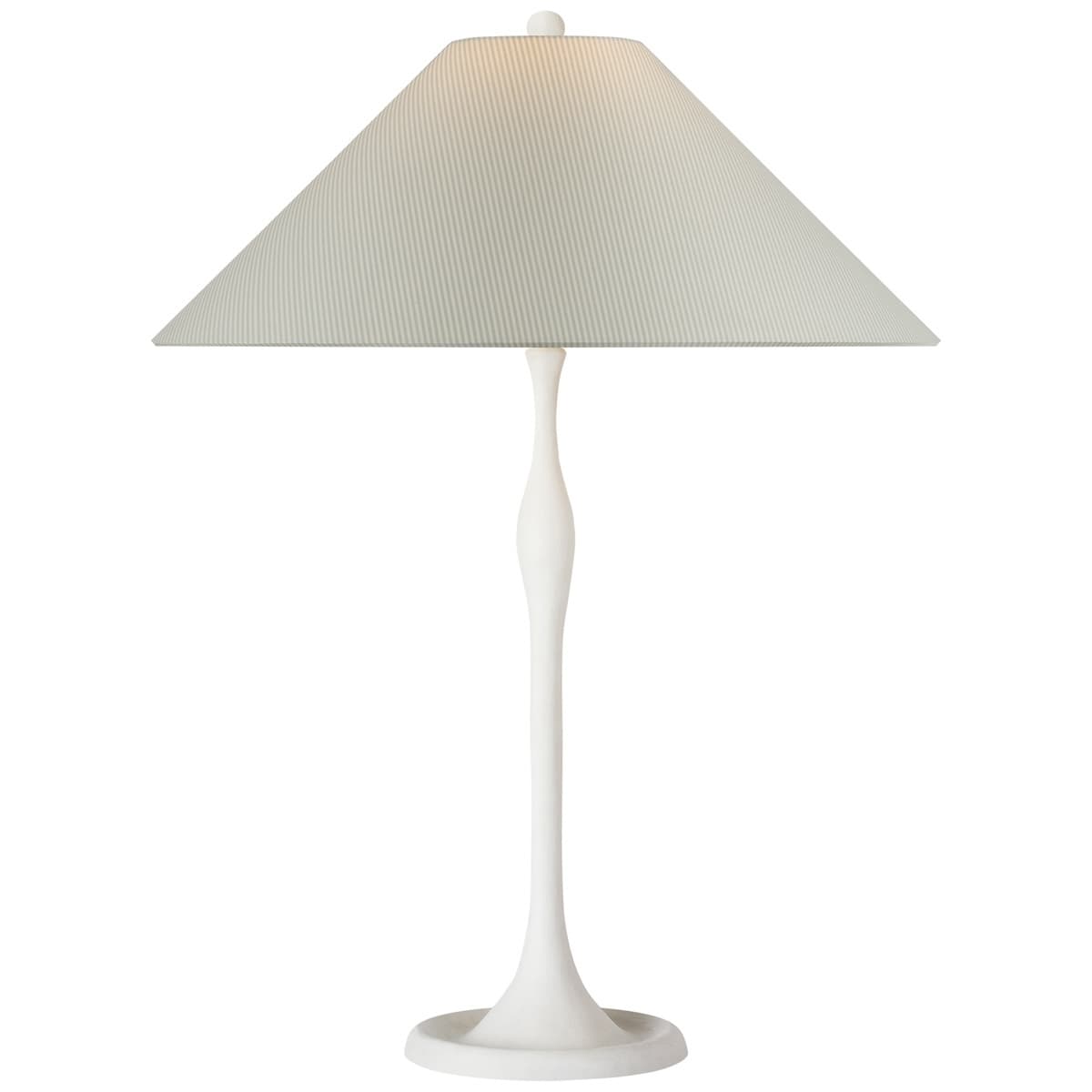 Romero Table Lamp, Plaster White - CHAREE SILK STRIPE, LIGHT BLUE