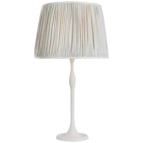 Romero Table Lamp, Plaster White - CHAREE SILK STRIPE, LIGHT BLUE