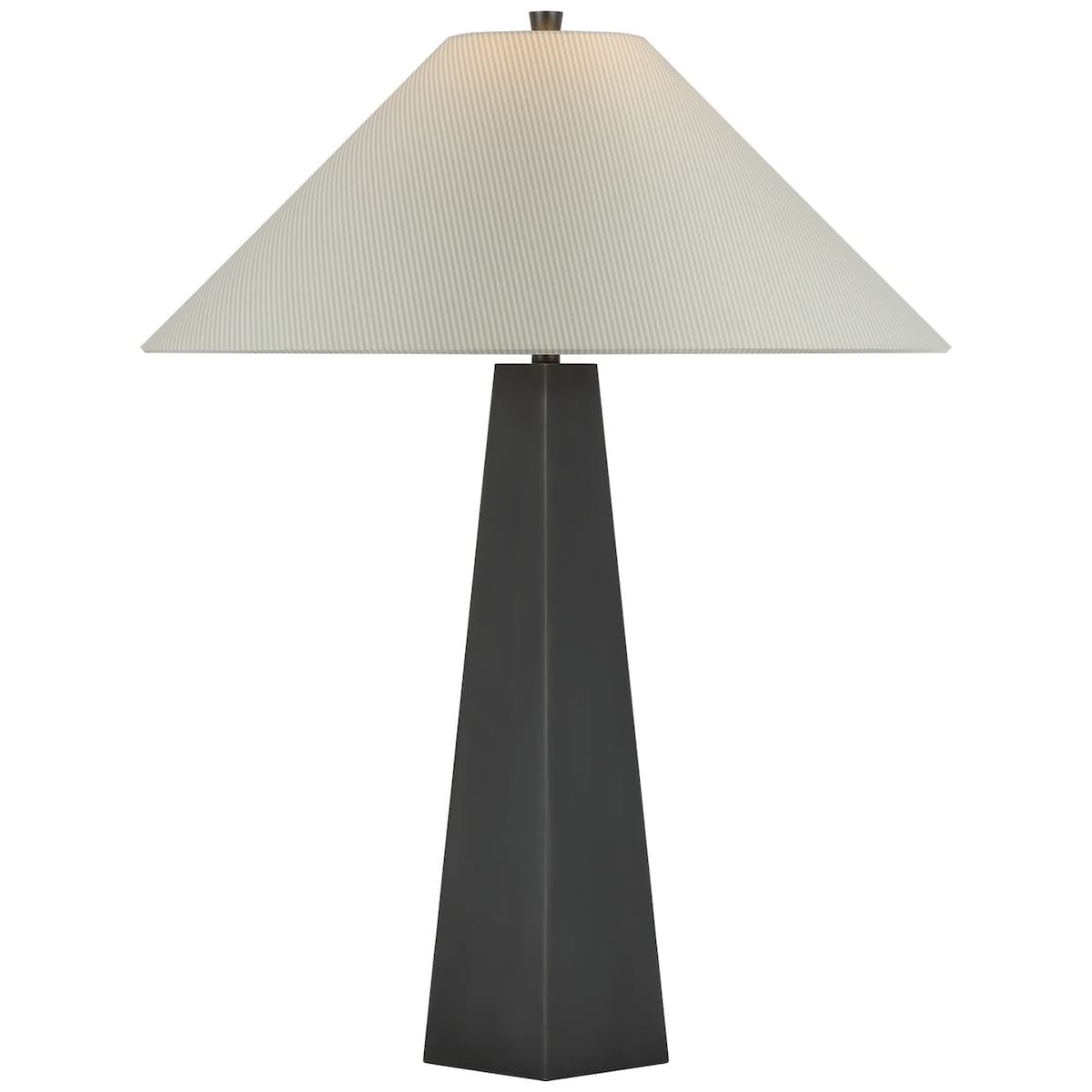 Zoran Table Lamp, Bronze - CHAREE SILK STRIPE, LIGHT BLUE
