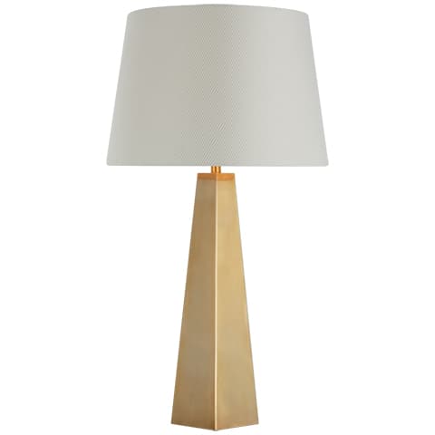 Zoran Table Lamp, Antique Brass - CHAREE SILK STRIPE, LIGHT BLUE