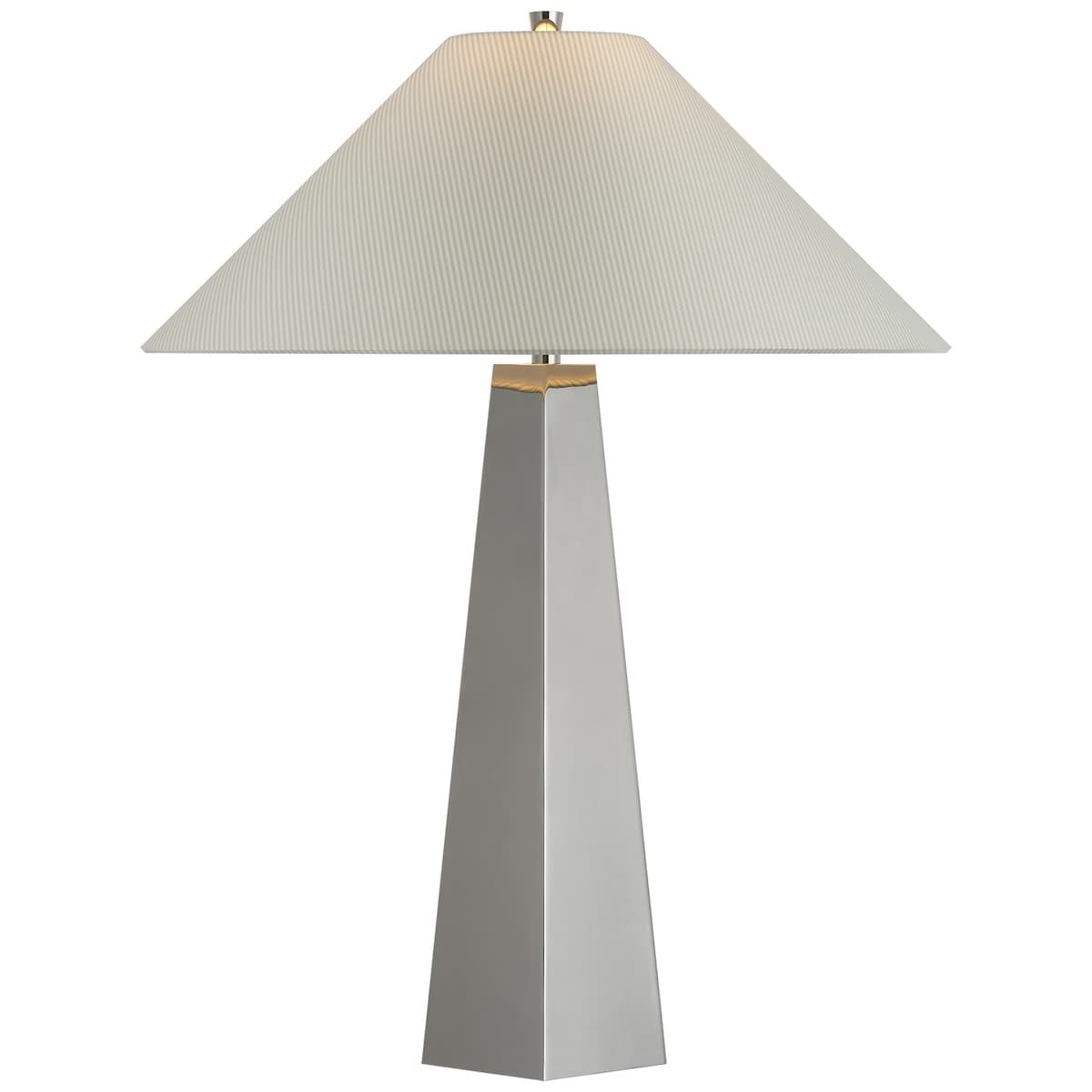 Zoran Table Lamp, Polished Nickel - CHAREE SILK STRIPE, LIGHT BLUE