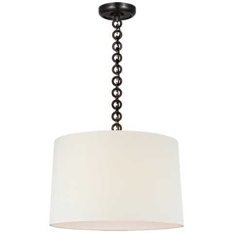 Evelyn Hanging Shade, Linen - BRONZE & NATURAL OAK