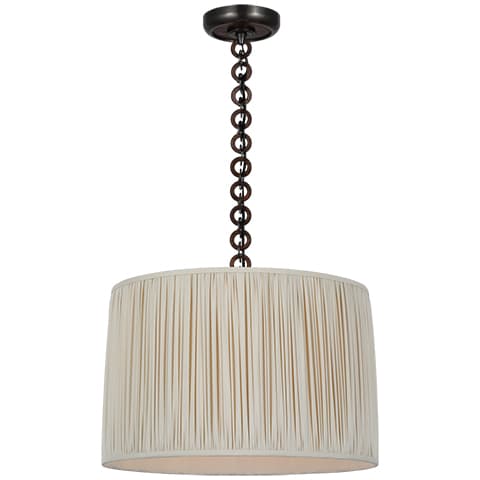 Evelyn Hanging Shade, Silk - BRONZE & NATURAL OAK