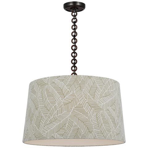 Evelyn Hanging Shade, Abstract Leaf - BRONZE & NATURAL OAK (TAUPE)