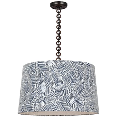 Evelyn Hanging Shade, Abstract Leaf - BRONZE & NATURAL OAK (NAVY)