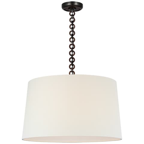 Evelyn Hanging Shade, Linen - BRONZE & NATURAL OAK
