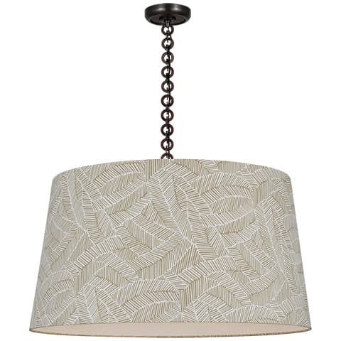 Evelyn Hanging Shade, Abstract Leaf - BRONZE & NATURAL OAK (TAUPE)