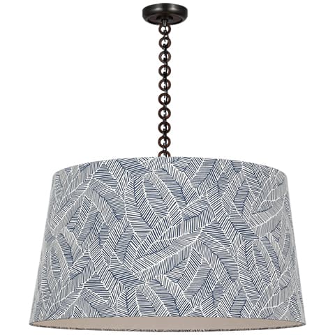 Evelyn Hanging Shade, Abstract Leaf - BRONZE & NATURAL OAK (NAVY)