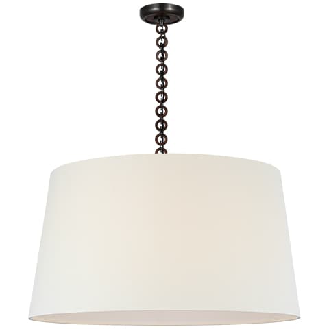 Evelyn Hanging Shade, Linen - BRONZE & NATURAL OAK