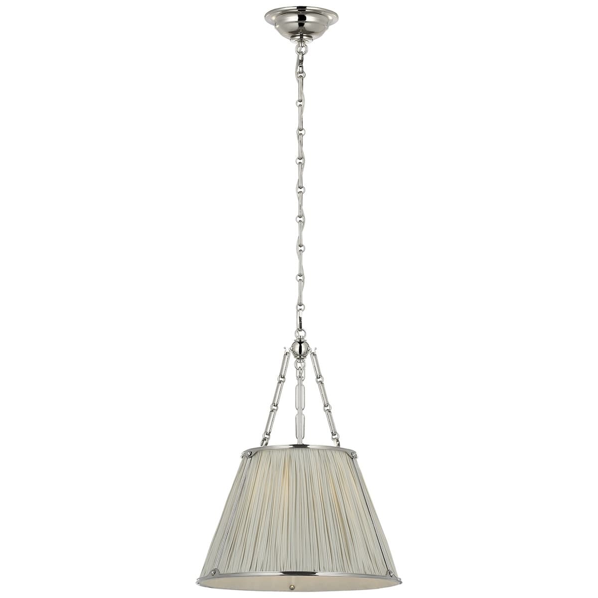 Allister Hanging Shade, Nickel - CHAREE SILK STRIPE, LIGHT BLUE