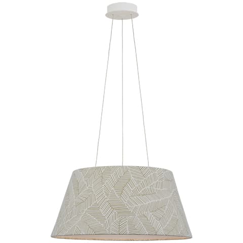 Caufield Hanging Shade, White - ABSTRACT LEAF IN TAUPE