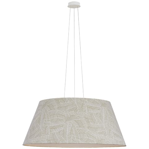 Caufield Hanging Shade, White - ABSTRACT LEAF IN TAUPE