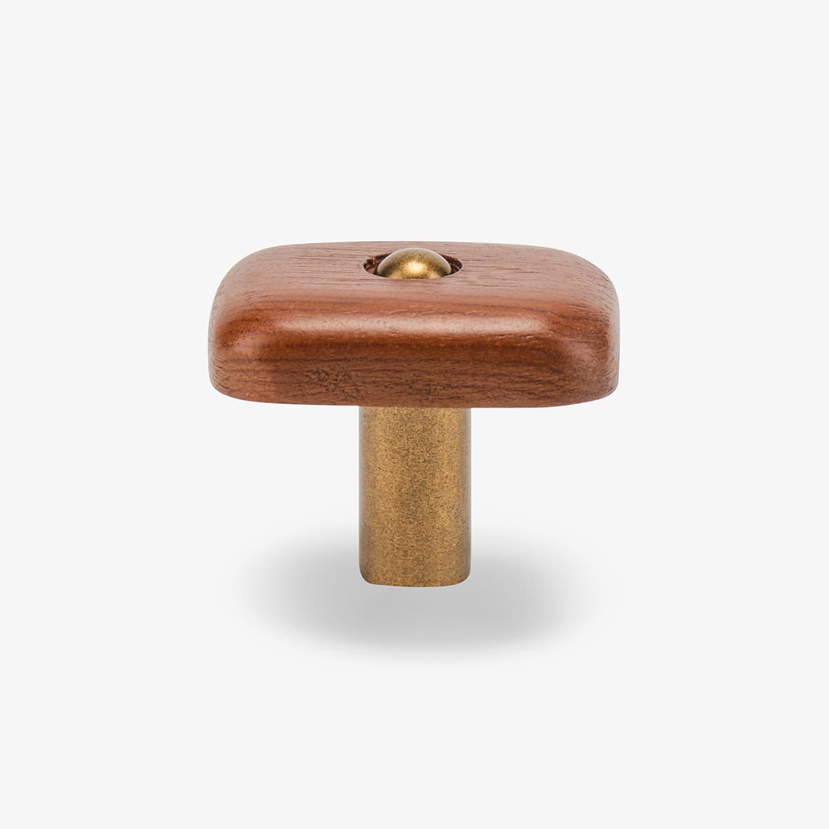 Hudson 1.30" Wood Knob - BURNISHED BRASS - ACACIA