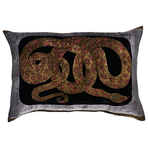 Gilded Serpiente Velvet Pillow - BLACK