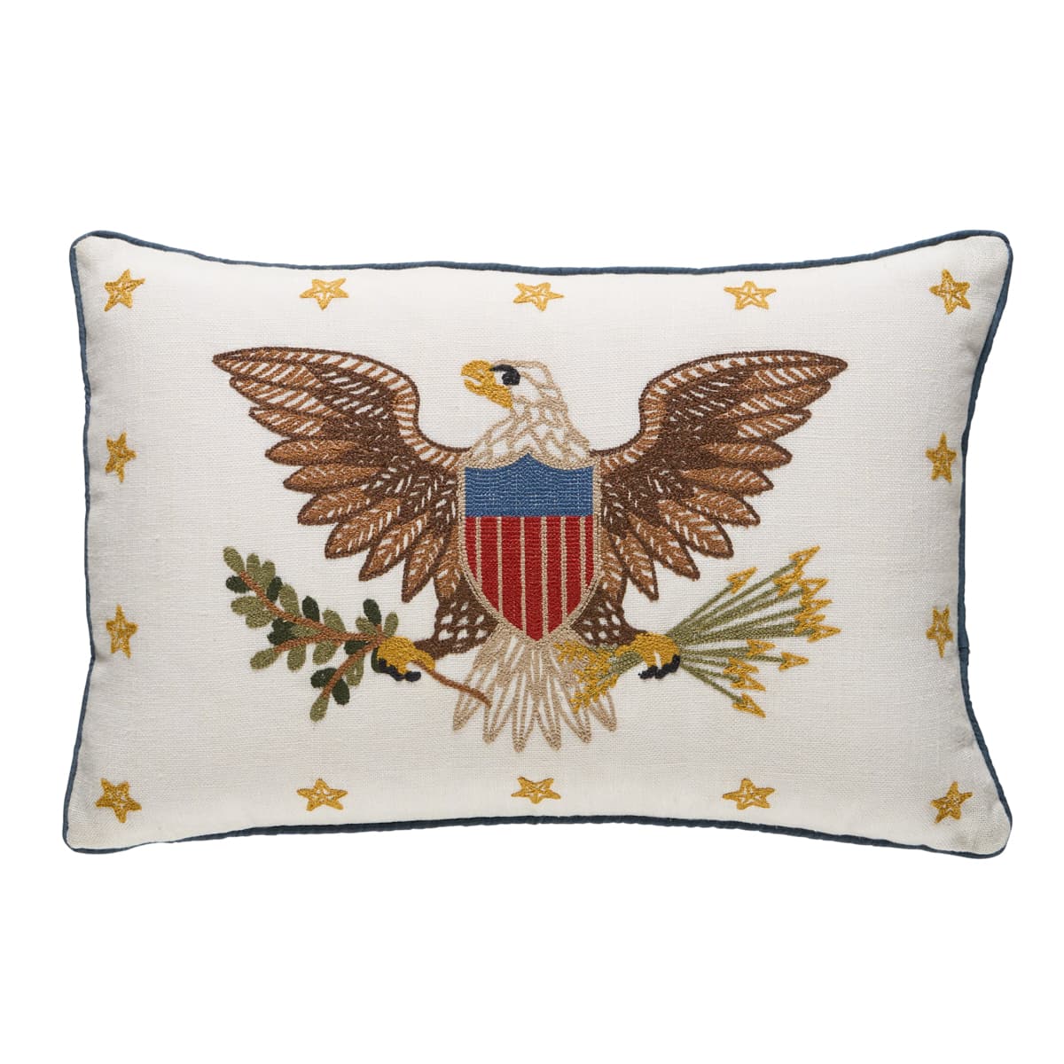 Embroidered Eagle Pillow - IVORY
