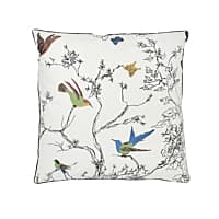 Birds & Butterflies Pillow - MULTI ON WHITE