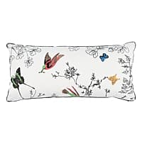 Birds & Butterflies Pillow - MULTI ON WHITE