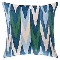 Kashgar Velvet Ikat Pillow - PEACOCK & EMERALD