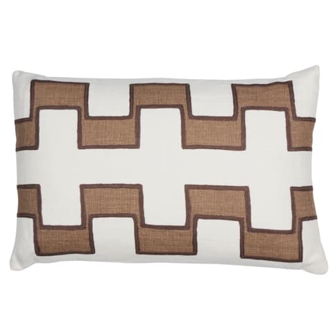 Dixon Embroidered Print Pillow - NEUTRAL