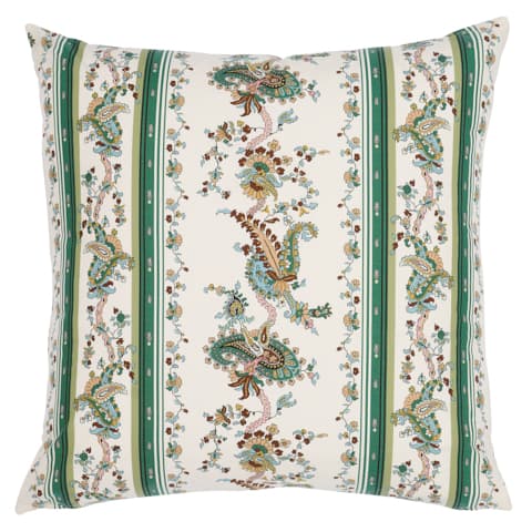 Elena Paisley Stripe Pillow - GREEN