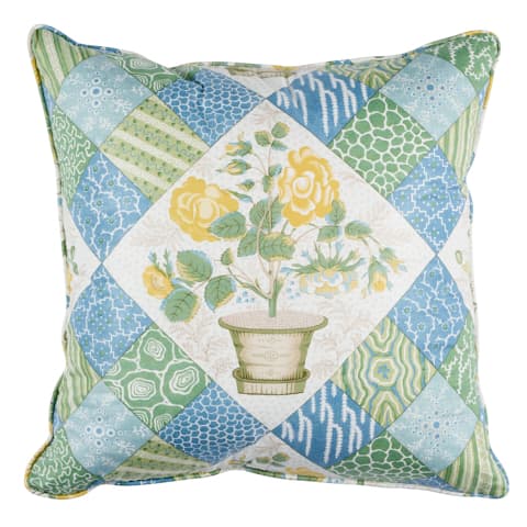 Caldwell Patchwork 20" Pillow - YELLOW & CORNFLOWER