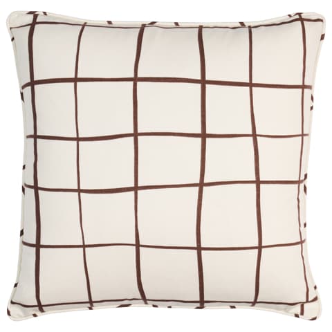 Painterly Windowpane Pillow - BROWN