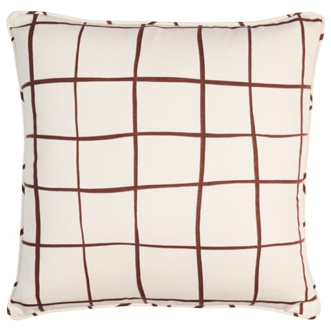 Painterly Windowpane Pillow - BROWN