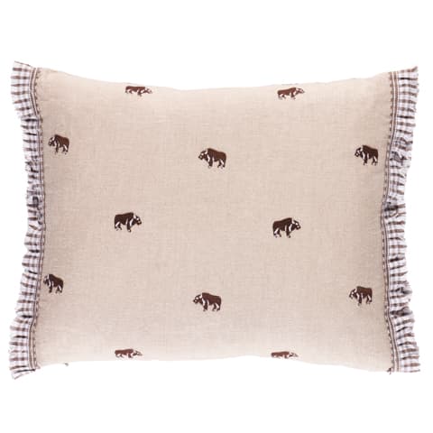 Buffalo Embroidery Pillow - NATURAL