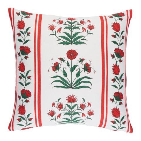 Royal Poppy Stripe Pillow_RED