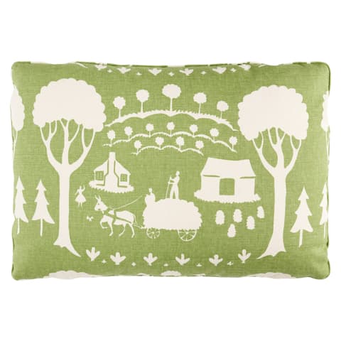Farm Scene Pillow - GREEN