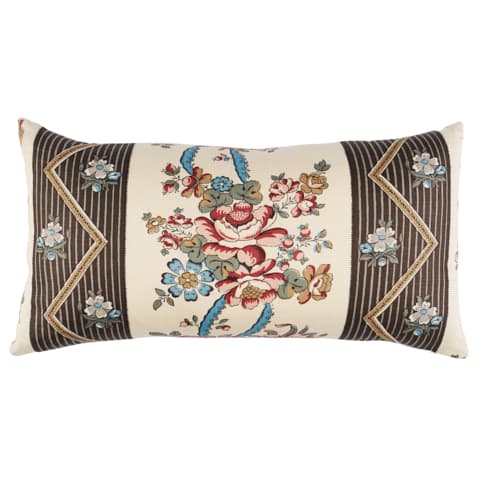 Sylvain Floral Stripe Pillow - NOIR