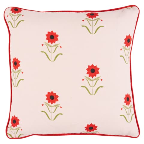 Forget Me Nots Pillow - RED ON PINK