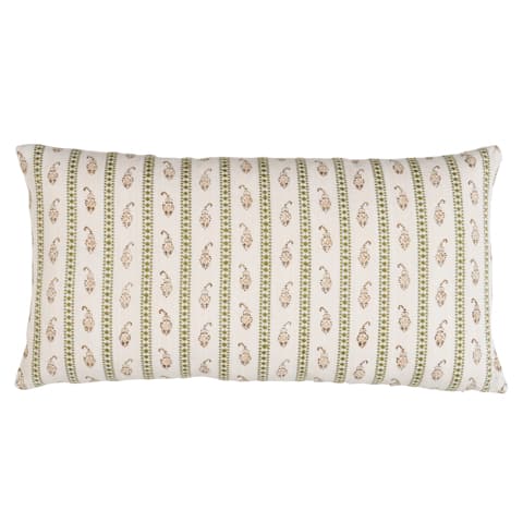 Eddie Hand Block Print Pillow - GREEN