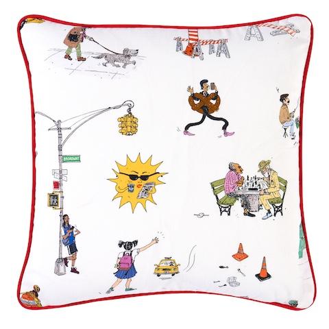 Street Scenes Pillow_MULTICOLOR ON WHITE