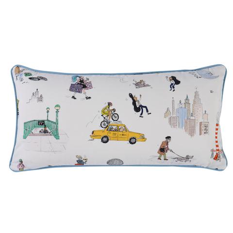 Street Scenes Pillow - MULTICOLOR ON WHITE