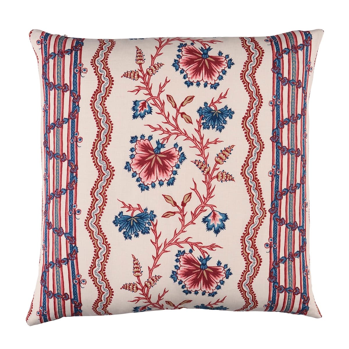 Parvati Floral Stripe Pillow - VERMILLION