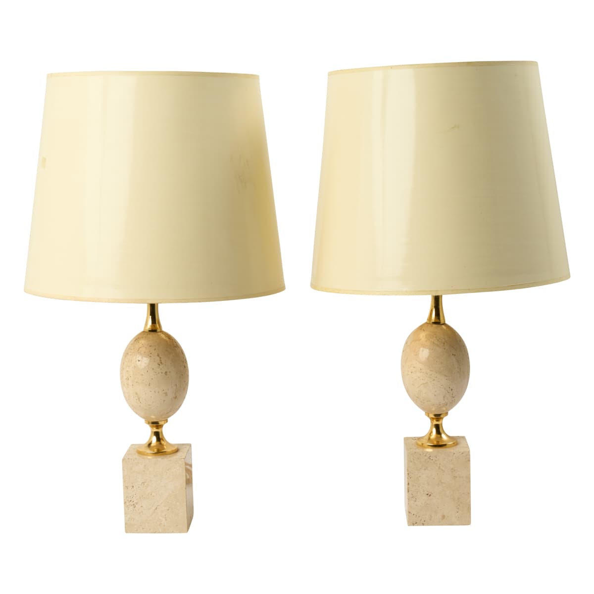 Pair of Travertine Table Lamps - 