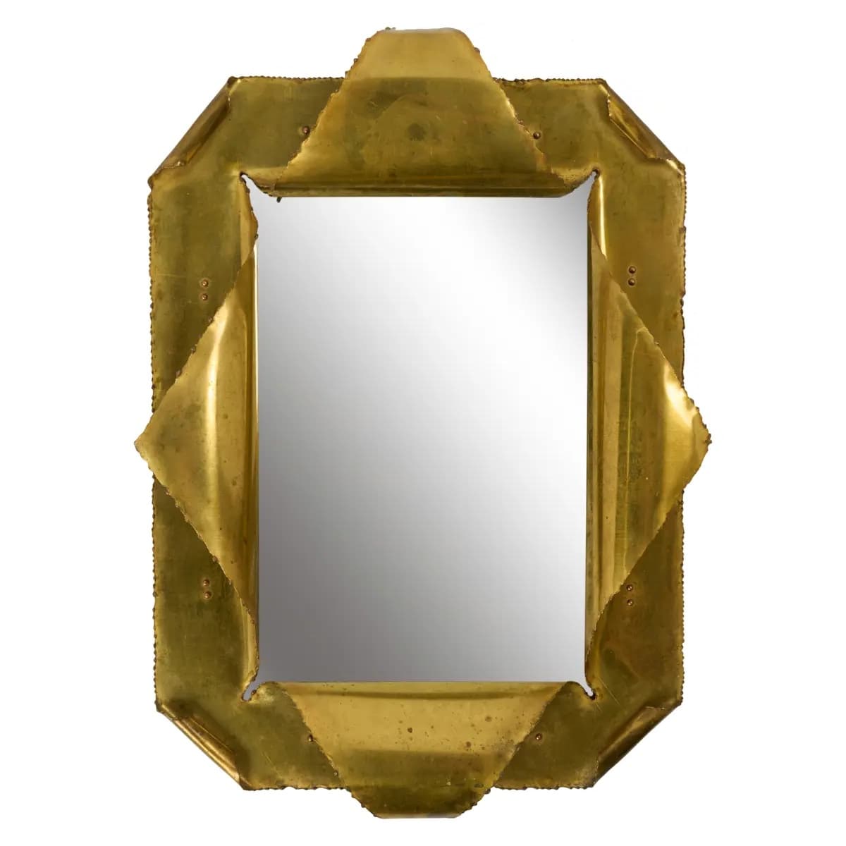 Brutalist Brass Mirror, France - 