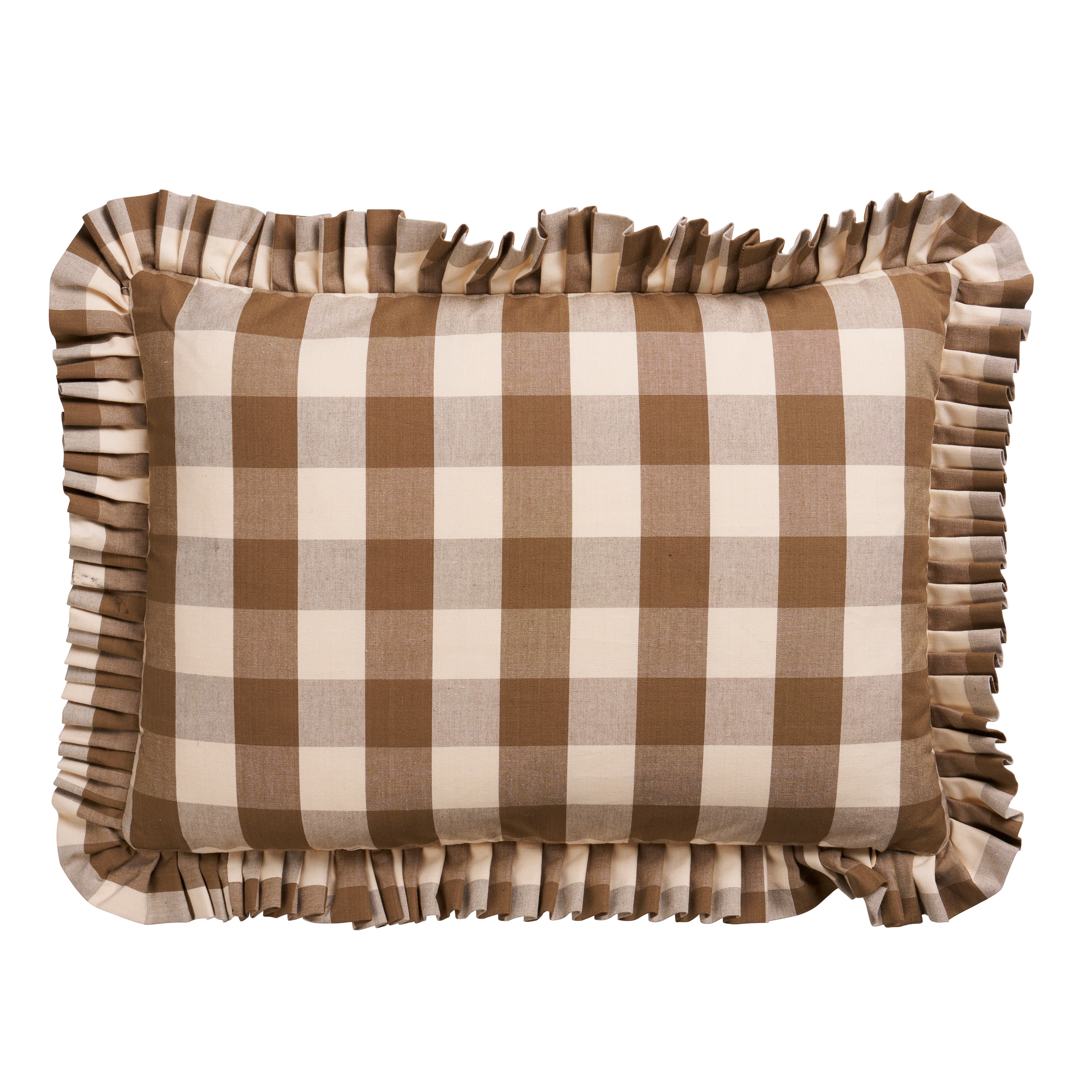 Camden Cotton Check Pillow - MOCHA