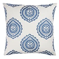 Olana Embroidery Pillow - BLUE& WHITE