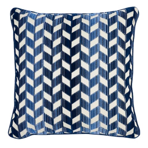 Chevron Strie Velvet Pillow - LAPIS